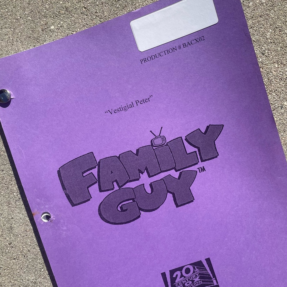 Family Guy 2012 Original Production Used Table Draft Script Vestigial Peter